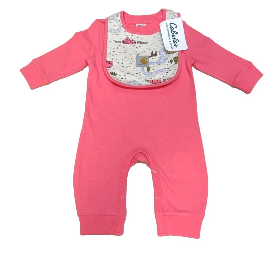 Carhartt Overall Set With Bib Pink Long Sleeve 18M Baby Infant